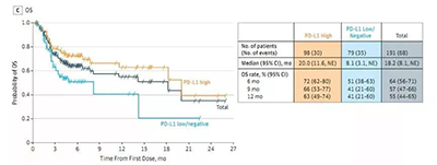 PD-L1高表達組和弱表達/不表達組的療效差異